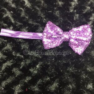 Purple Sequin Bow on FOE   PRPSBFOE  Handmade NWT Boutique